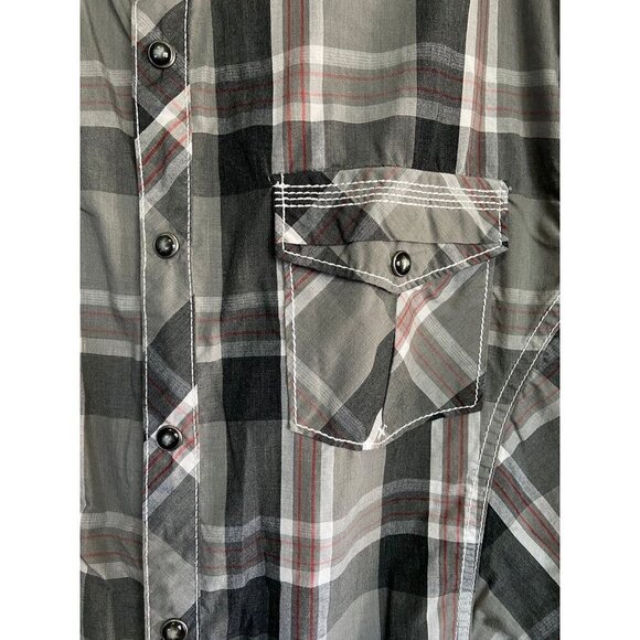 BKE Garrison Shirt Pearl Snap Long Sleeve Plaid Relaxed Fit Western Men's Medium - Picture 4 of 7